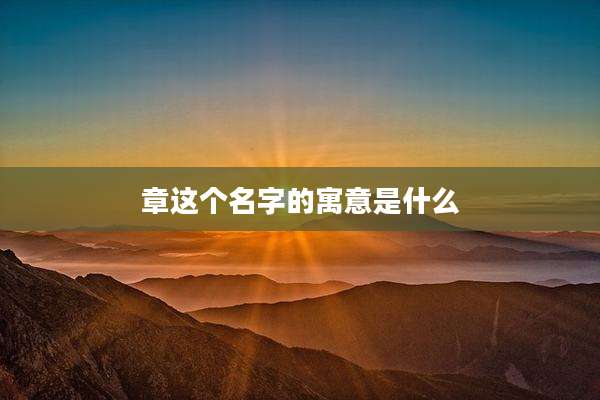 章这个名字的寓意是什么