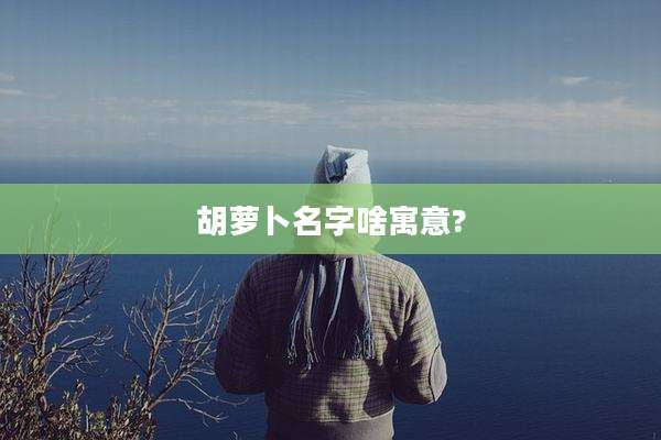 胡萝卜名字啥寓意?