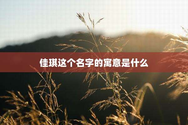 佳琪这个名字的寓意是什么