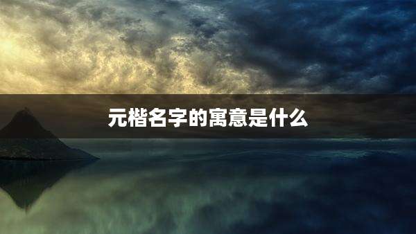 元楷名字的寓意是什么