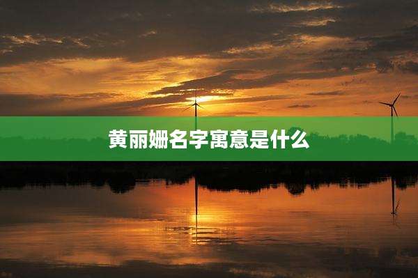 黄丽姗名字寓意是什么