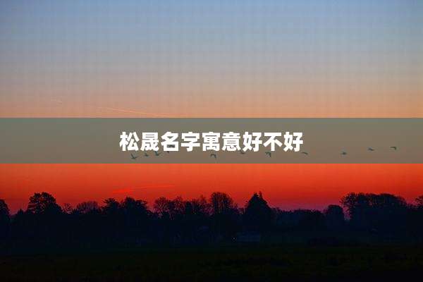 松晟名字寓意好不好