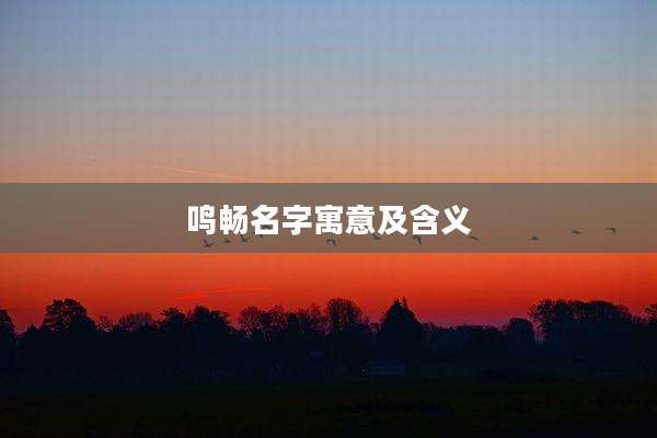 鸣畅名字寓意及含义