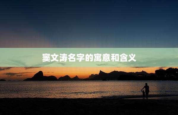 窦文涛名字的寓意和含义