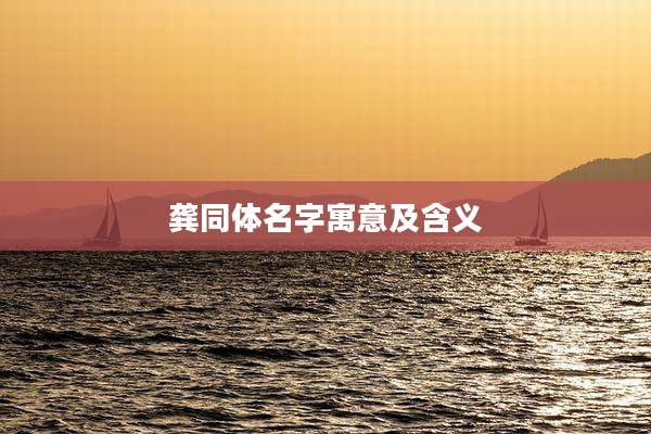 龚同体名字寓意及含义