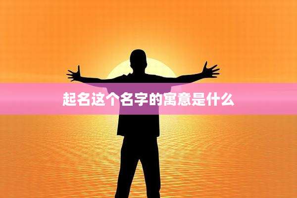 起名这个名字的寓意是什么
