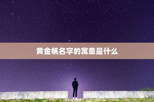 黄金帆名字的寓意是什么