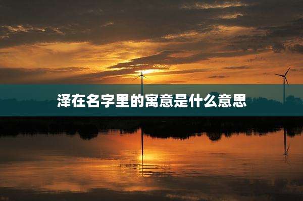 泽在名字里的寓意是什么意思