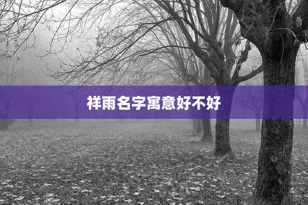 祥雨名字寓意好不好