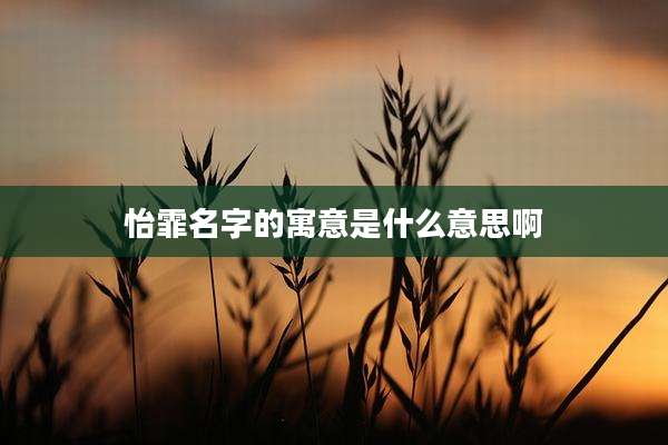 怡霏名字的寓意是什么意思啊