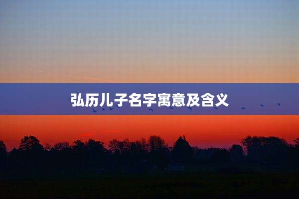 弘历儿子名字寓意及含义