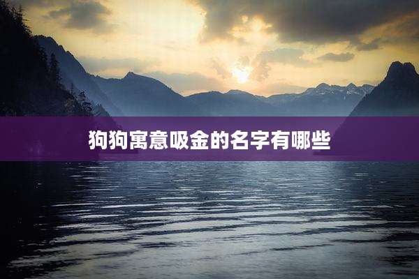 狗狗寓意吸金的名字有哪些