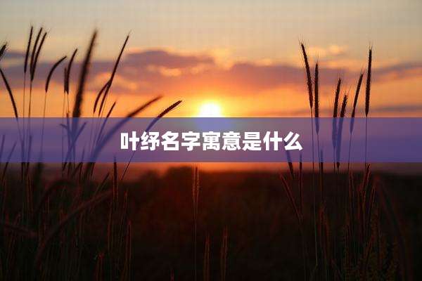 叶纾名字寓意是什么