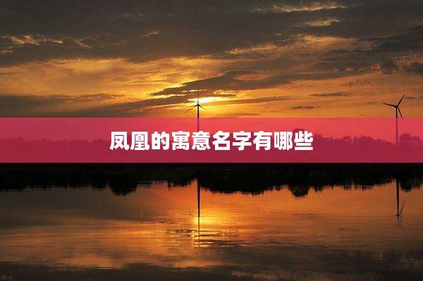 凤凰的寓意名字有哪些