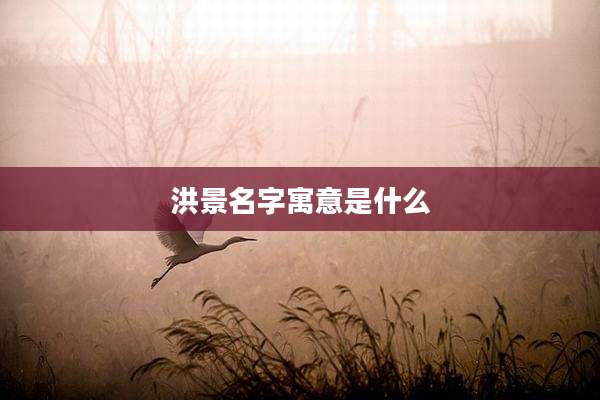 洪景名字寓意是什么