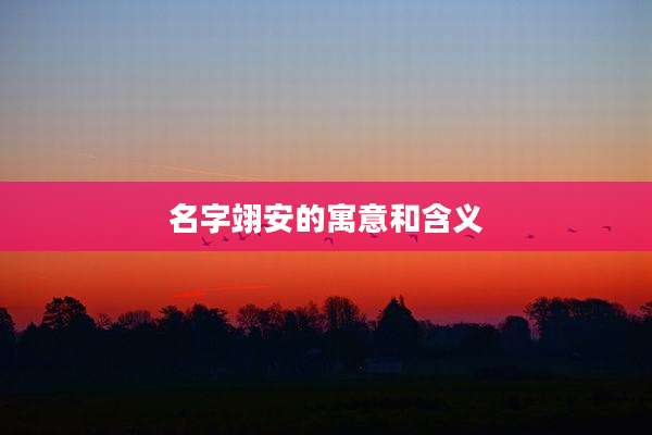 名字翊安的寓意和含义