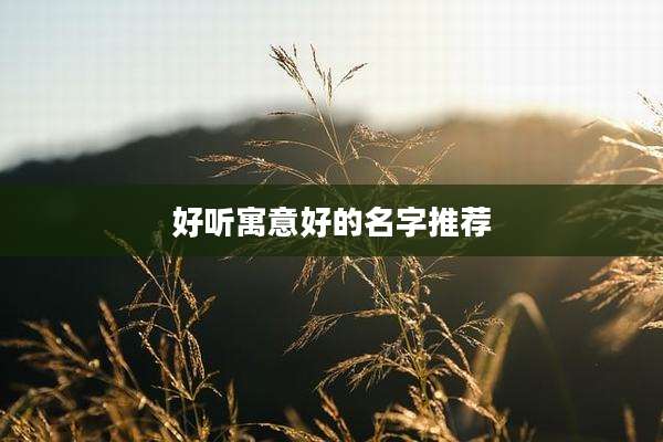 好听寓意好的名字推荐