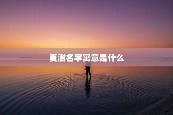 夏澍名字寓意是什么