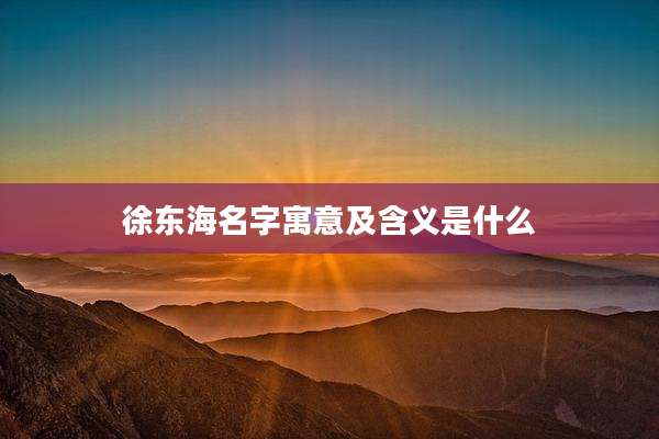 徐东海名字寓意及含义是什么