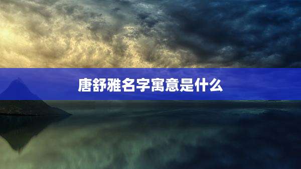唐舒雅名字寓意是什么