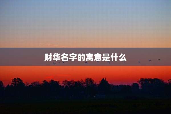 财华名字的寓意是什么
