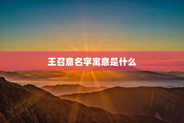 王召意名字寓意是什么
