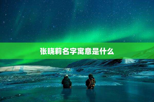 张晓莉名字寓意是什么