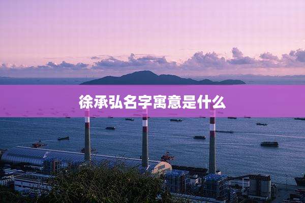 徐承弘名字寓意是什么