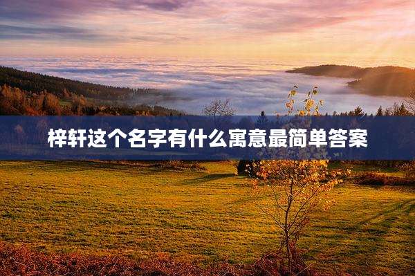 梓轩这个名字有什么寓意最简单答案