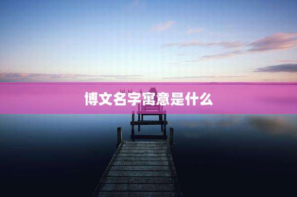博文名字寓意是什么