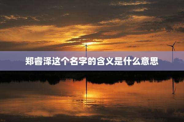 郑睿泽这个名字的含义是什么意思