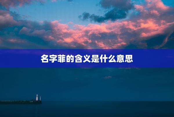 名字菲的含义是什么意思