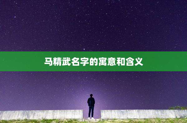 马精武名字的寓意和含义