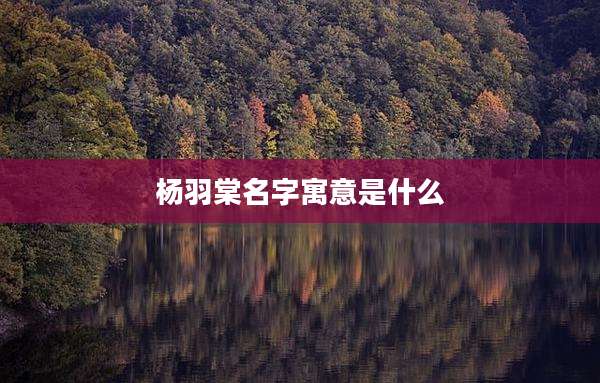 杨羽棠名字寓意是什么