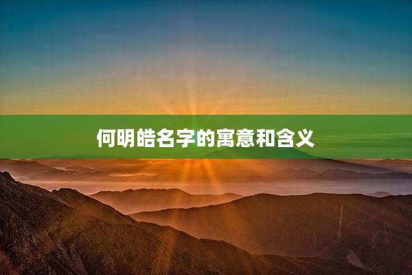 何明皓名字的寓意和含义