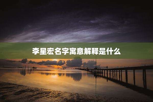 李星宏名字寓意解释是什么