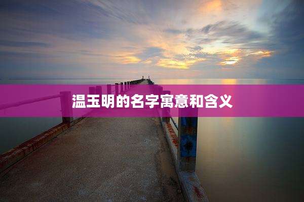 温玉明的名字寓意和含义