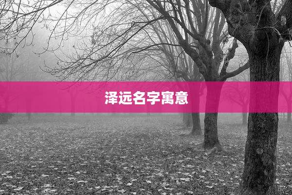 泽远名字寓意