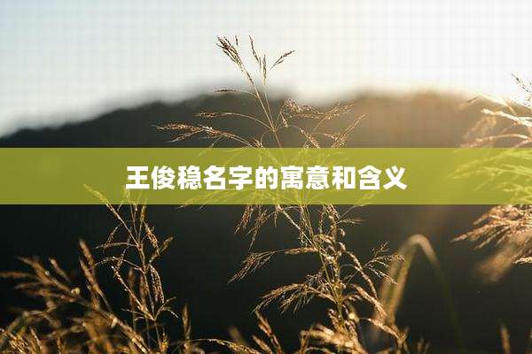 王俊稳名字的寓意和含义