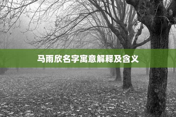 马雨欣名字寓意解释及含义