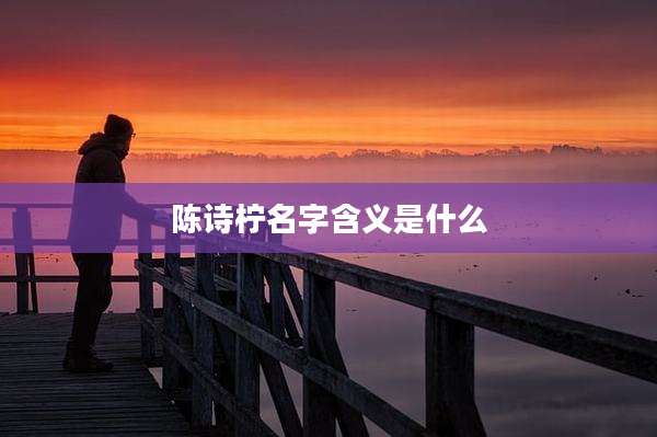 陈诗柠名字含义是什么