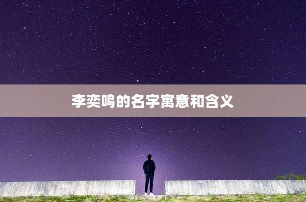 李奕鸣的名字寓意和含义