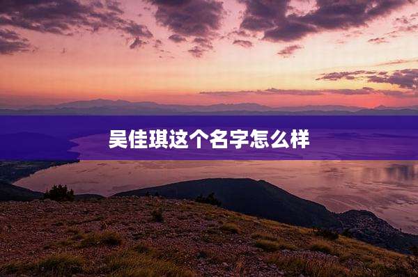 吴佳琪这个名字怎么样