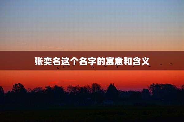 张奕名这个名字的寓意和含义