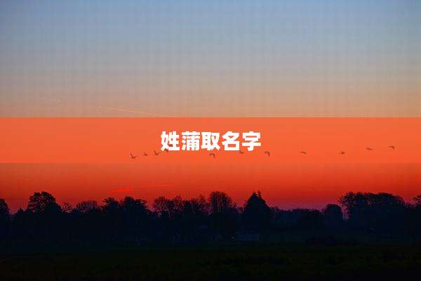 姓蒲取名字