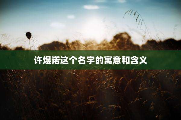 许煜诺这个名字的寓意和含义