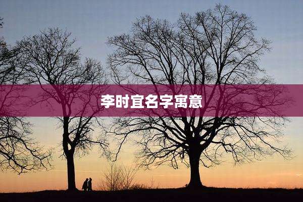 李时宜名字寓意
