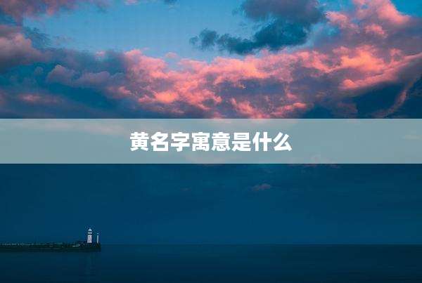 黄名字寓意是什么