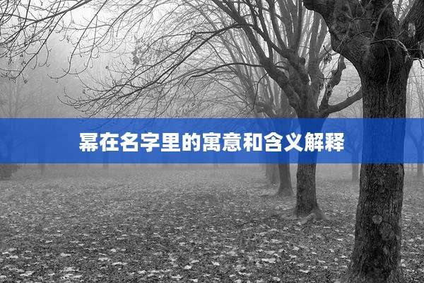 幂在名字里的寓意和含义解释