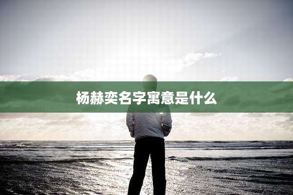 杨赫奕名字寓意是什么